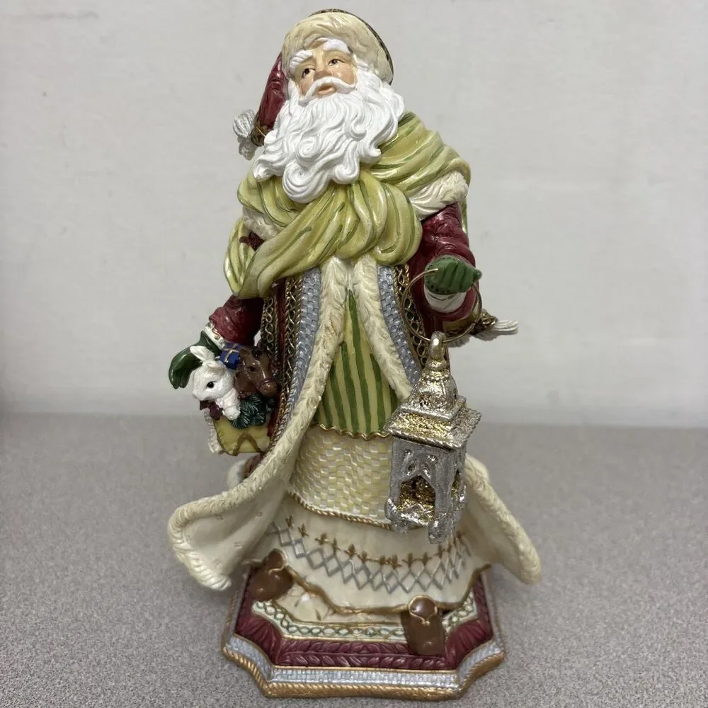 Fitz & Floyd RARE Gregorian Musical RED CLOAK, 9” Santa Figurine With‎ Lantern
